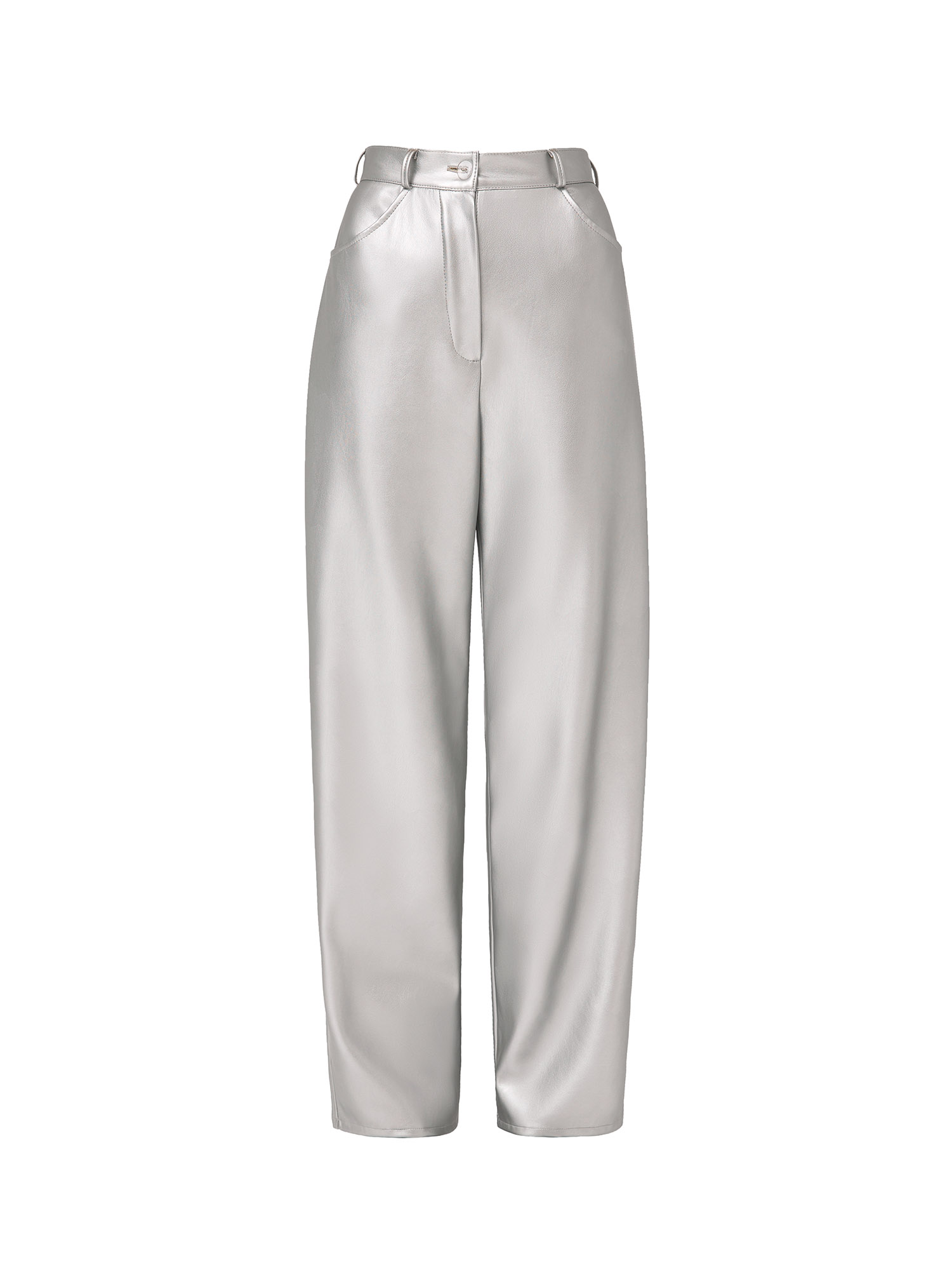 Silver colour eco leather trousers