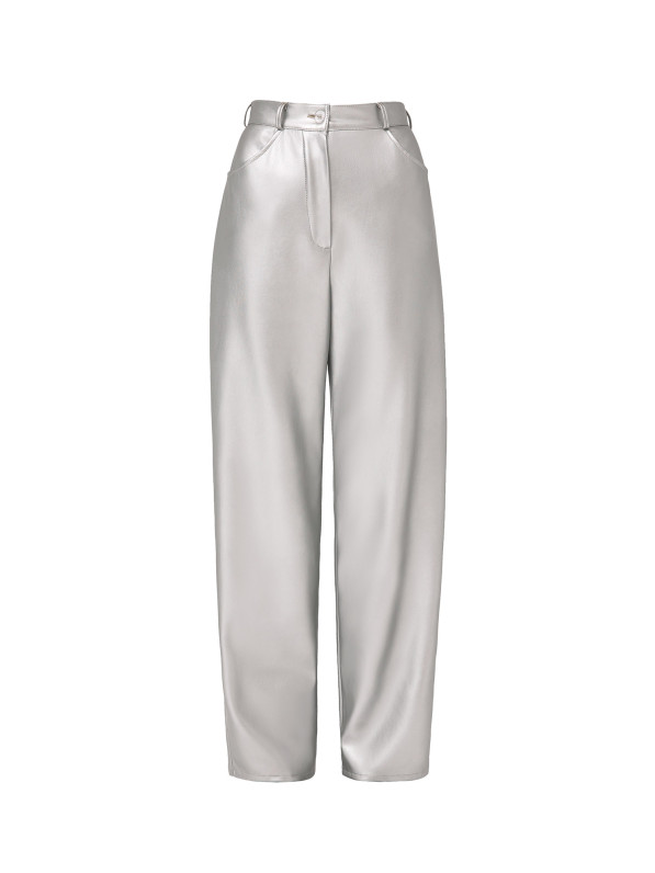 Silver colour eco leather trousers