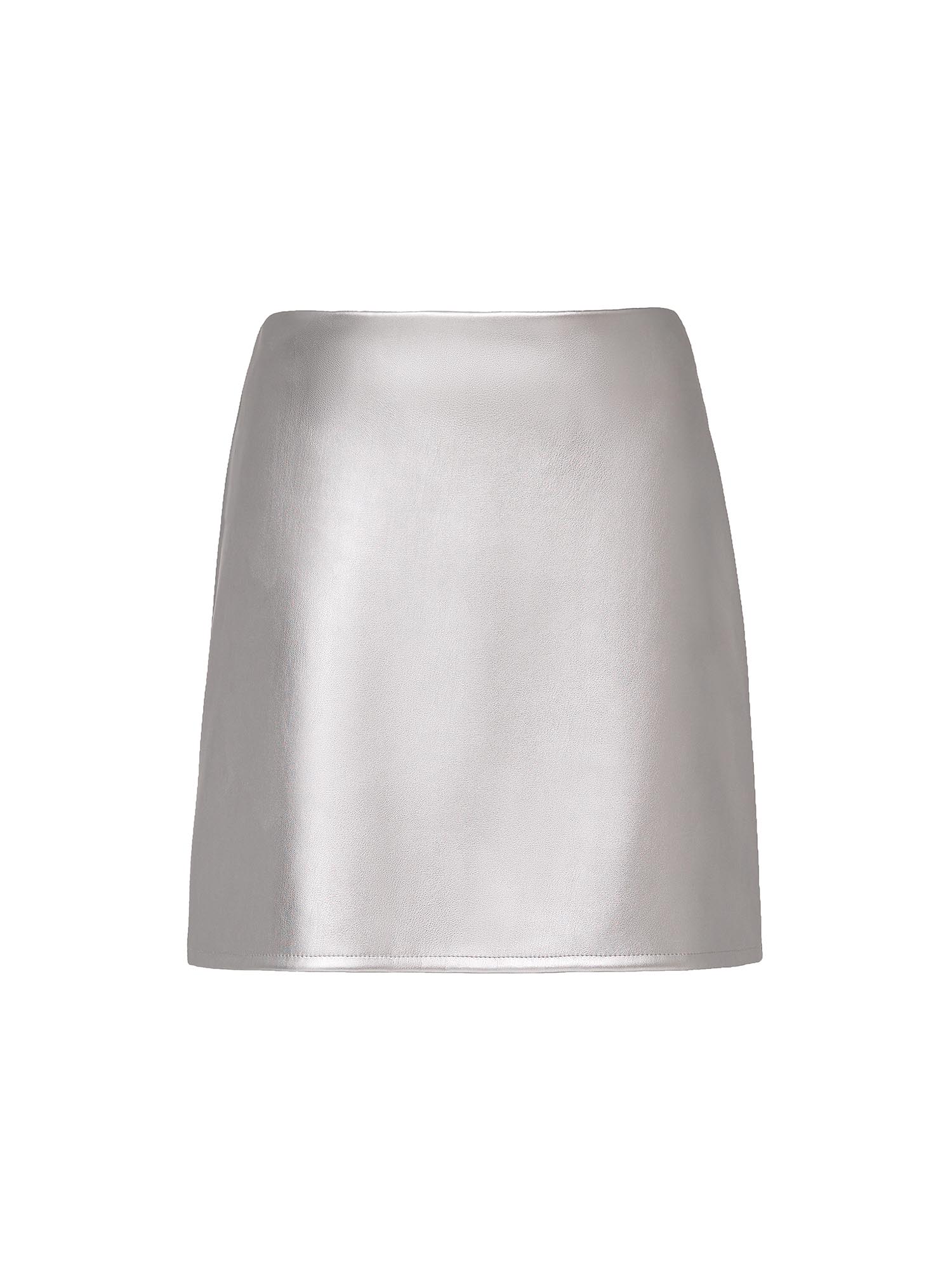 Silver colour eco leather mini skirt