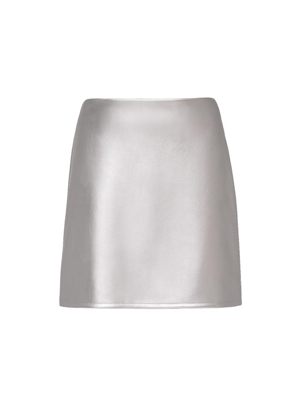 Silver colour eco leather mini skirt