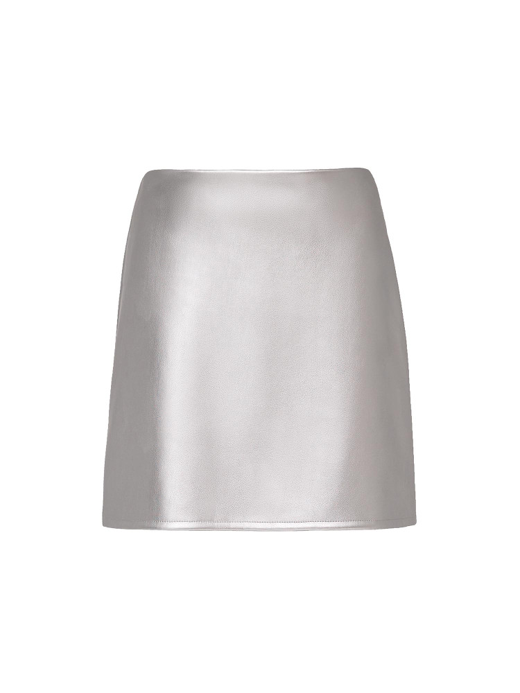 Silver colour eco leather mini skirt