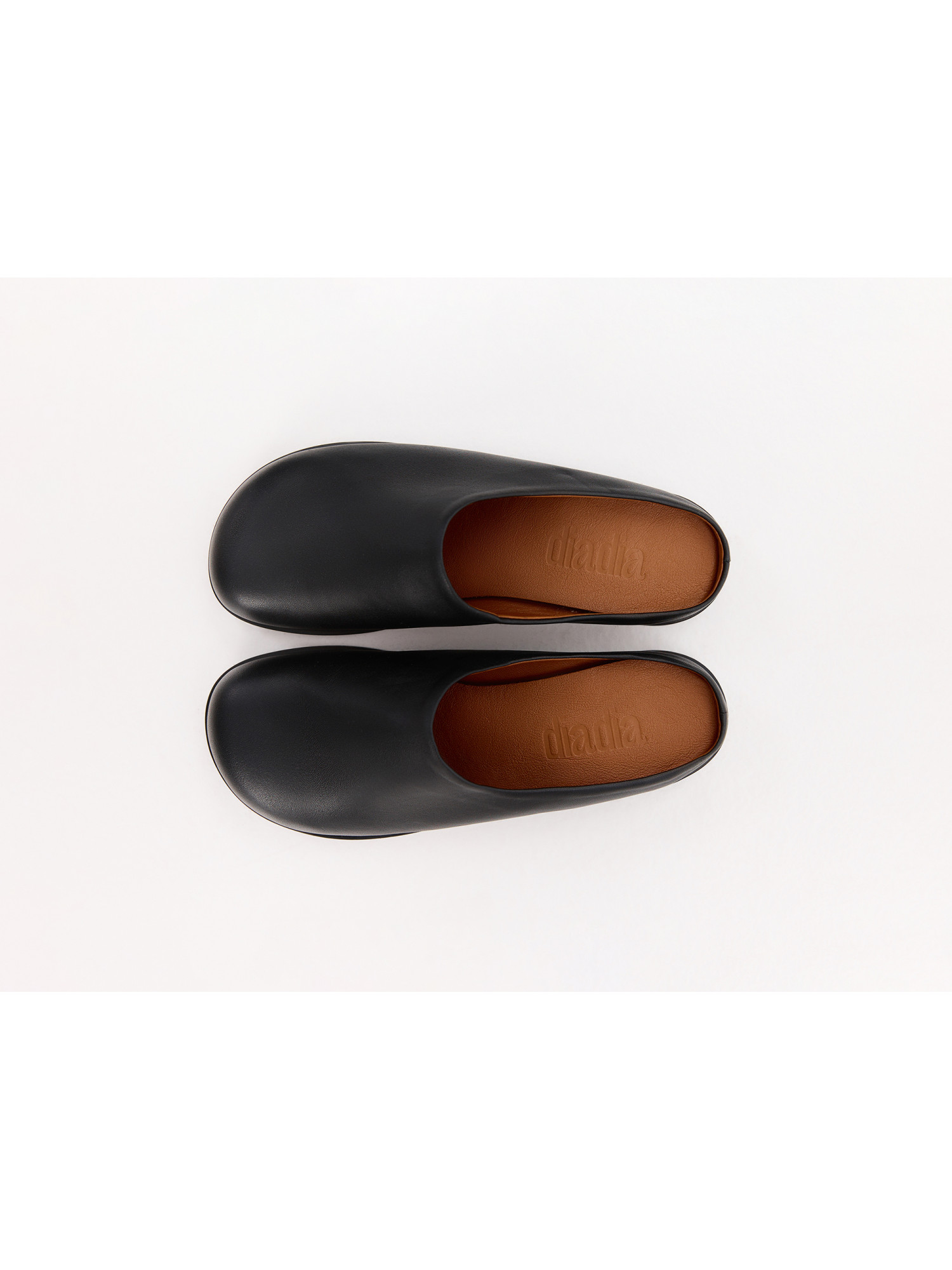 Black leather mules