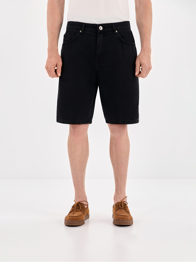 Black men's denim shorts
