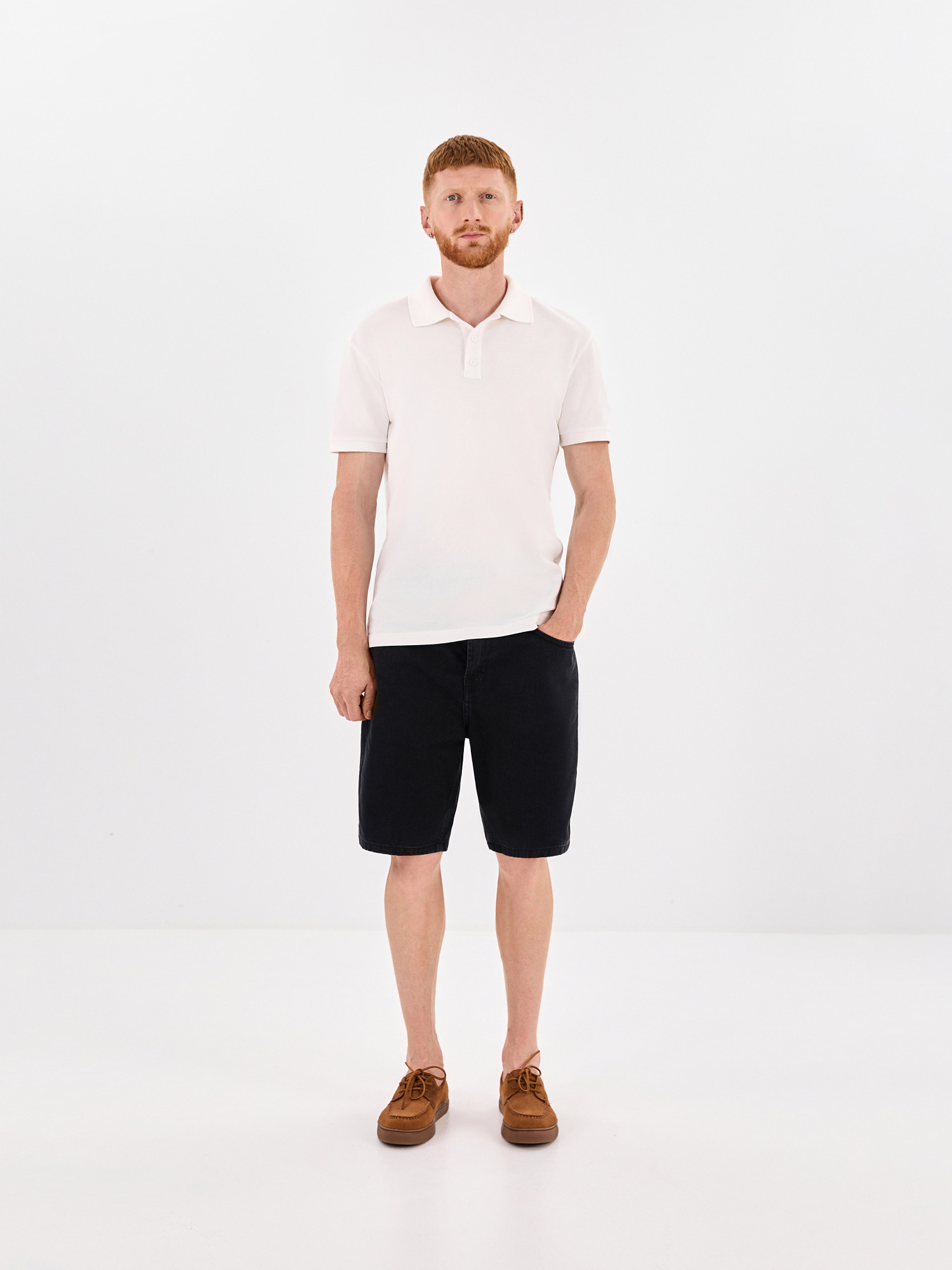 Black men's denim shorts