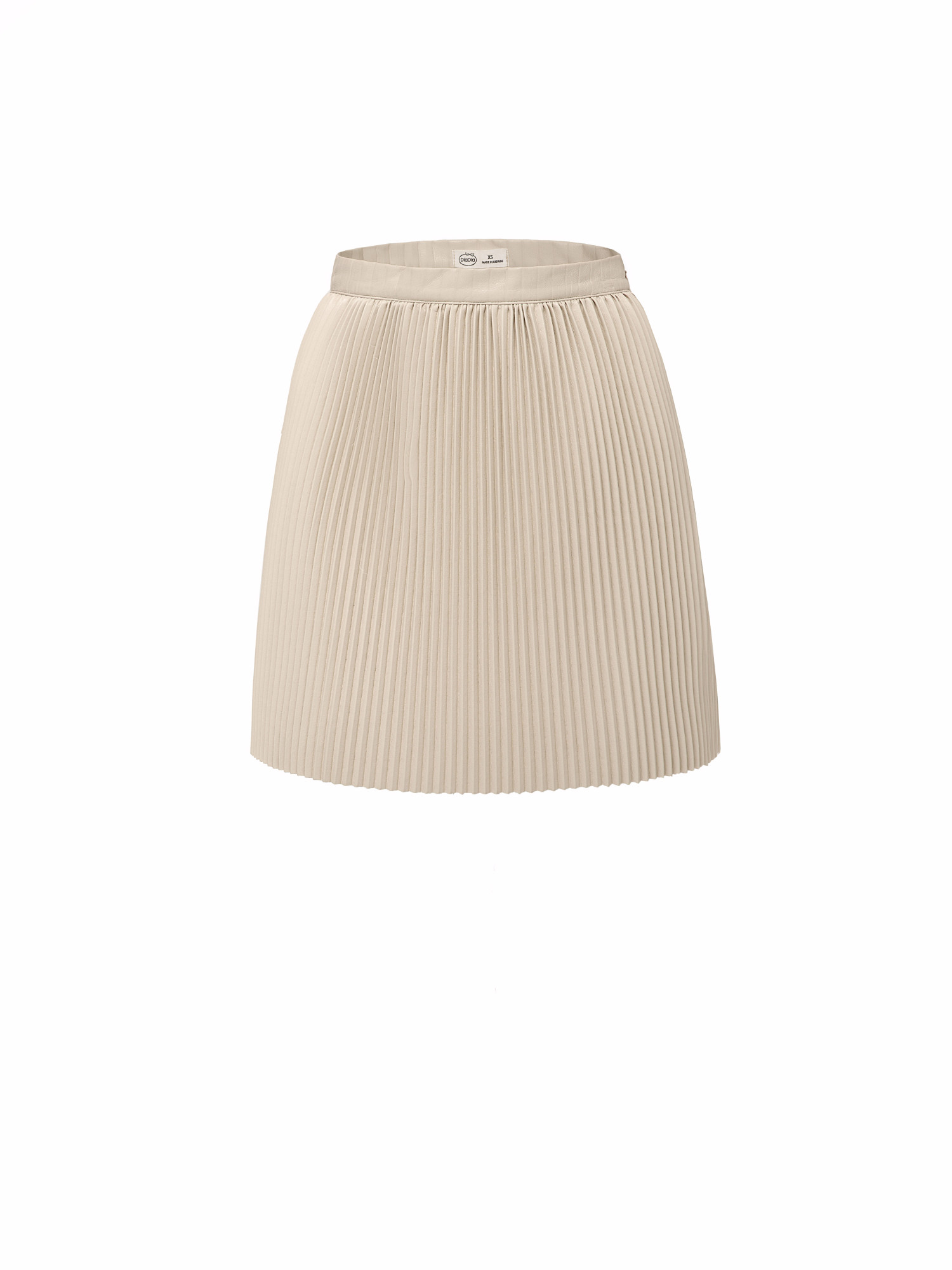 Khaki skirt is made of eco-leather