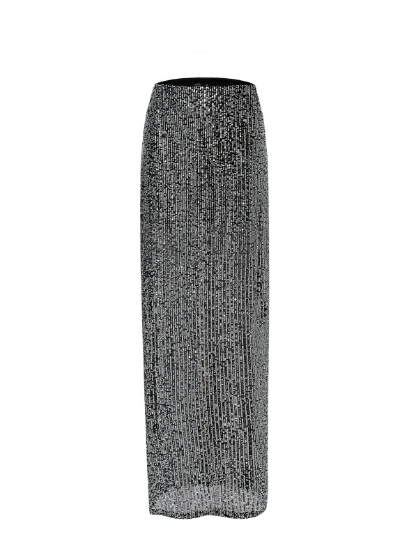 Silver maxi skirt with frills