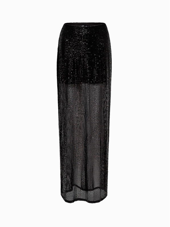 Black maxi skirt with frills