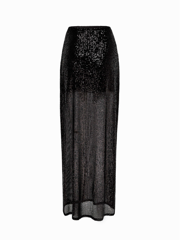 Black maxi skirt with frills