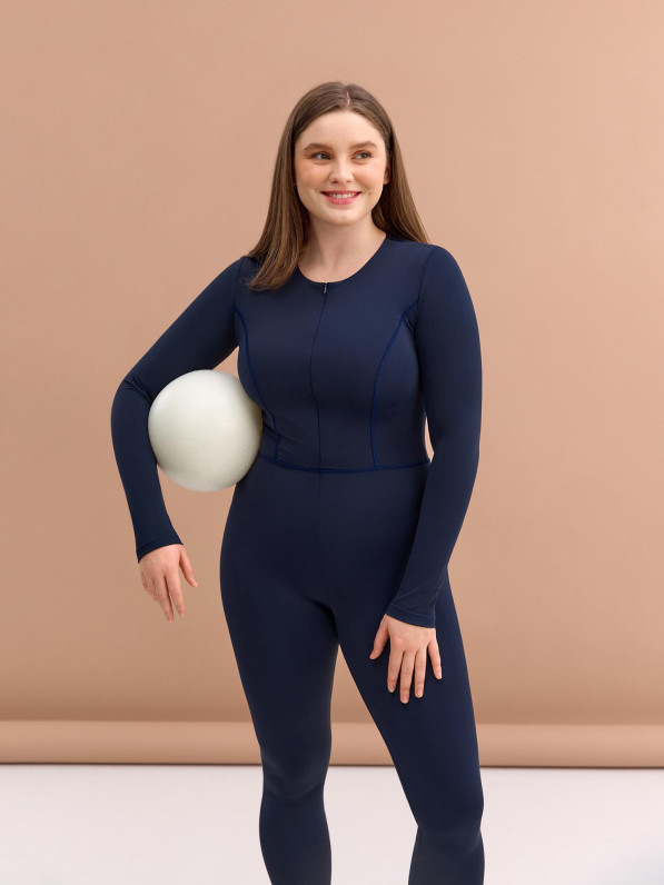 Dark blue long sleeve jumpsuit