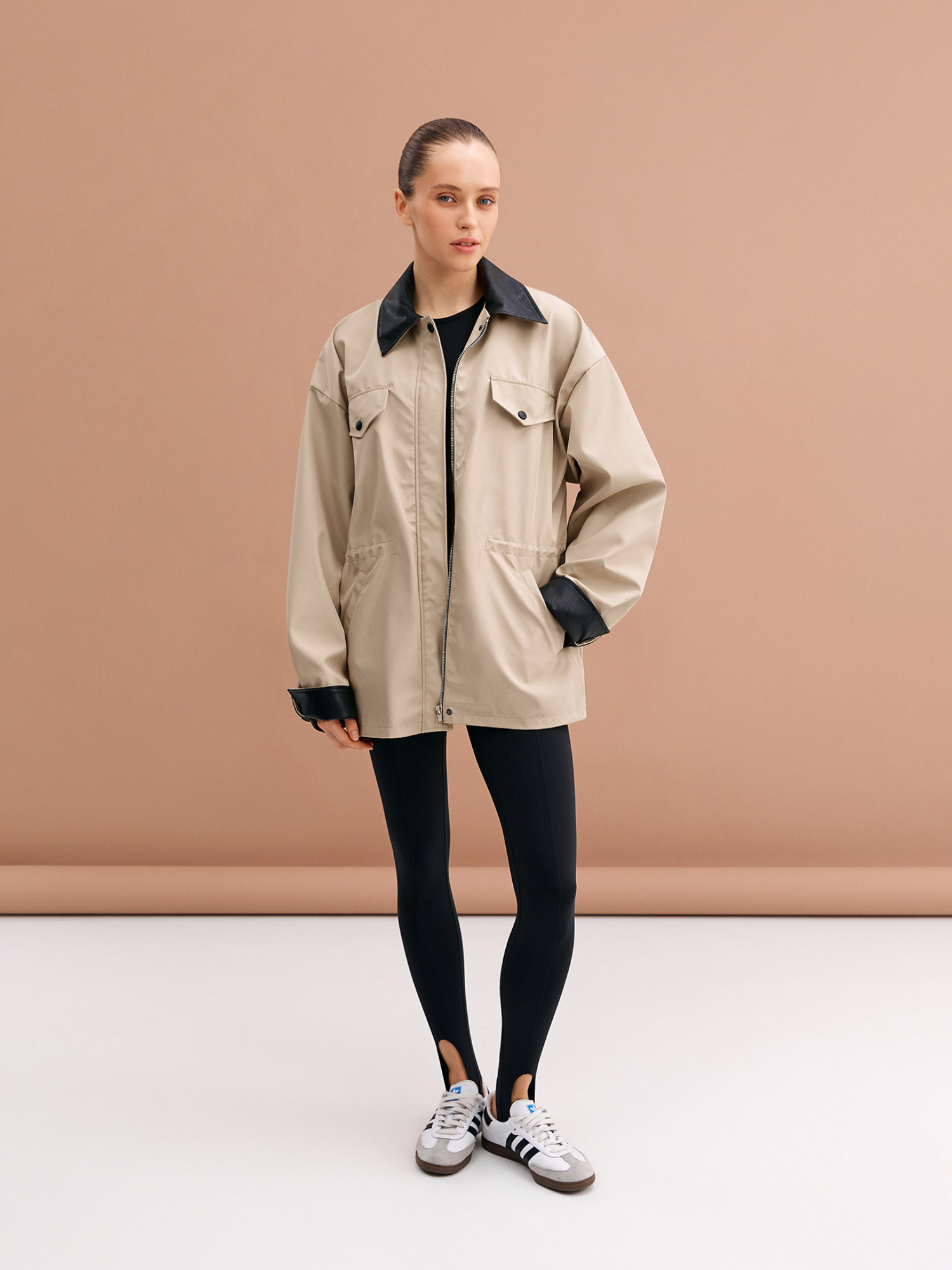 Beige jacket with collar