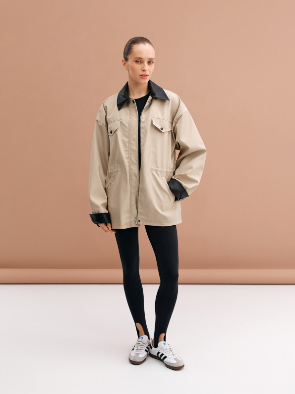 Beige jacket with collar