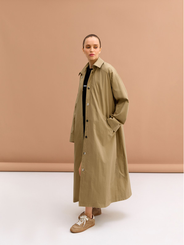 Beige oversized trench coat