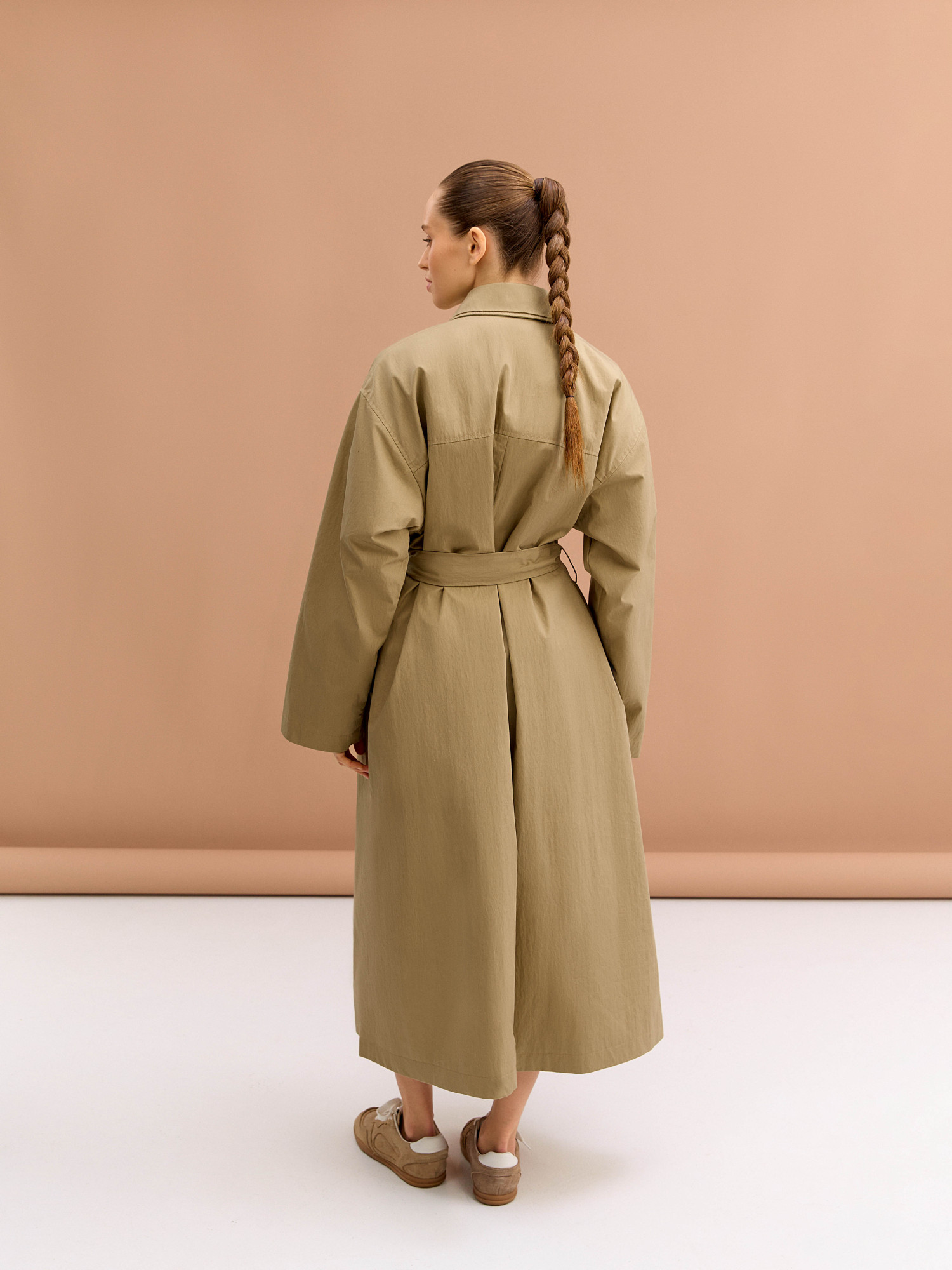 Beige oversized trench coat