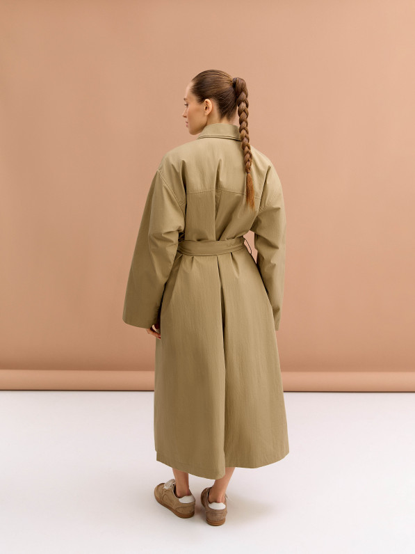 Beige oversized trench coat