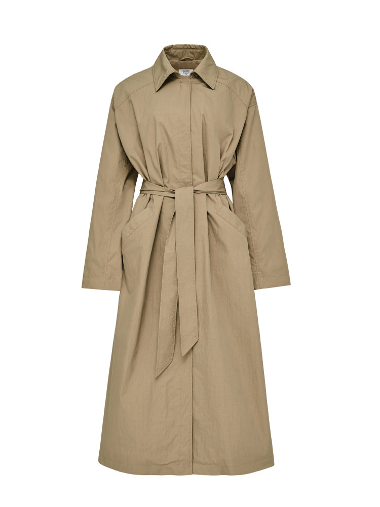 Beige oversized trench coat