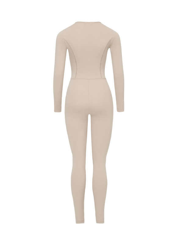 Beige long sleeve jumpsuit