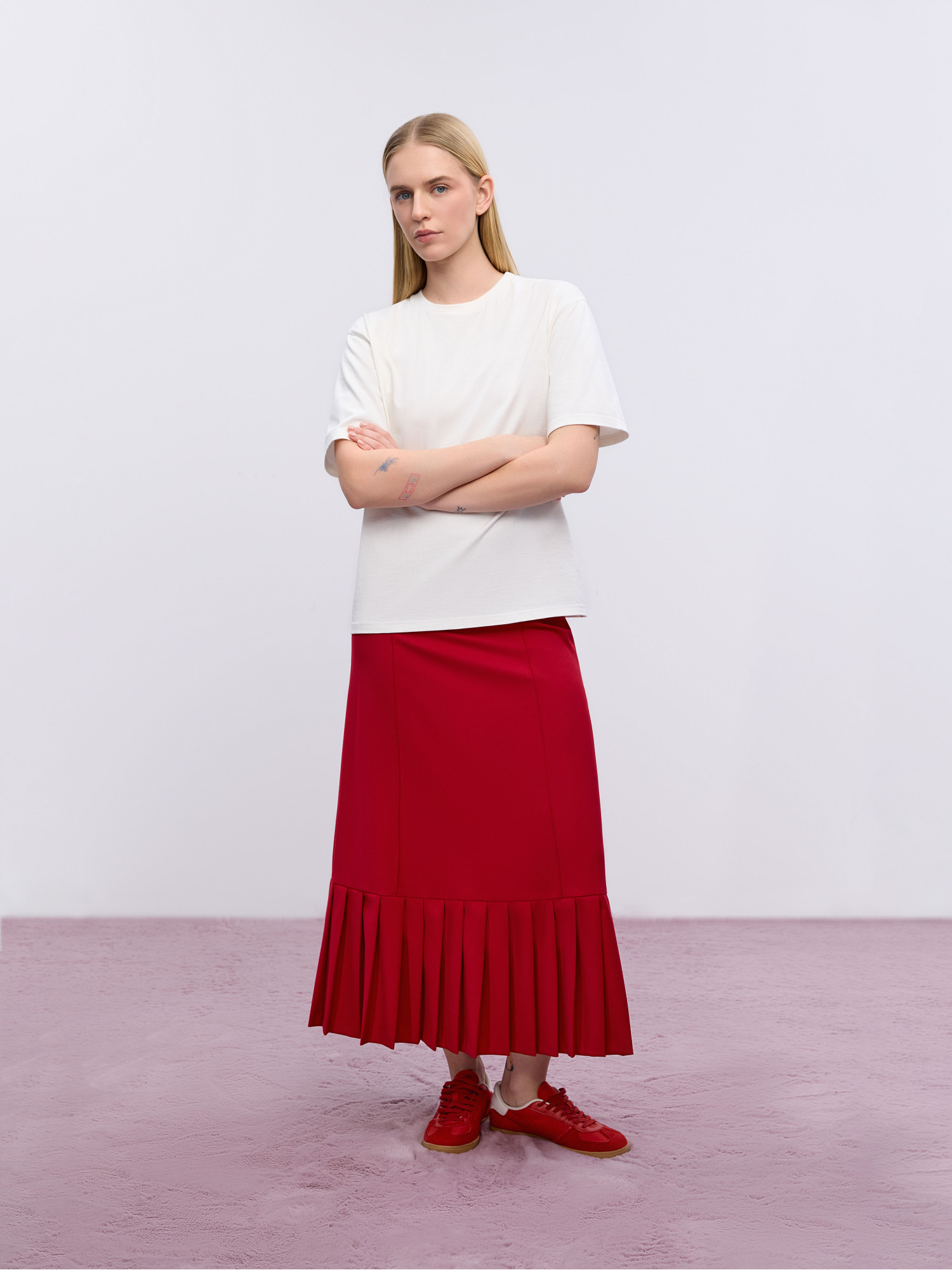 Red maxi skirt