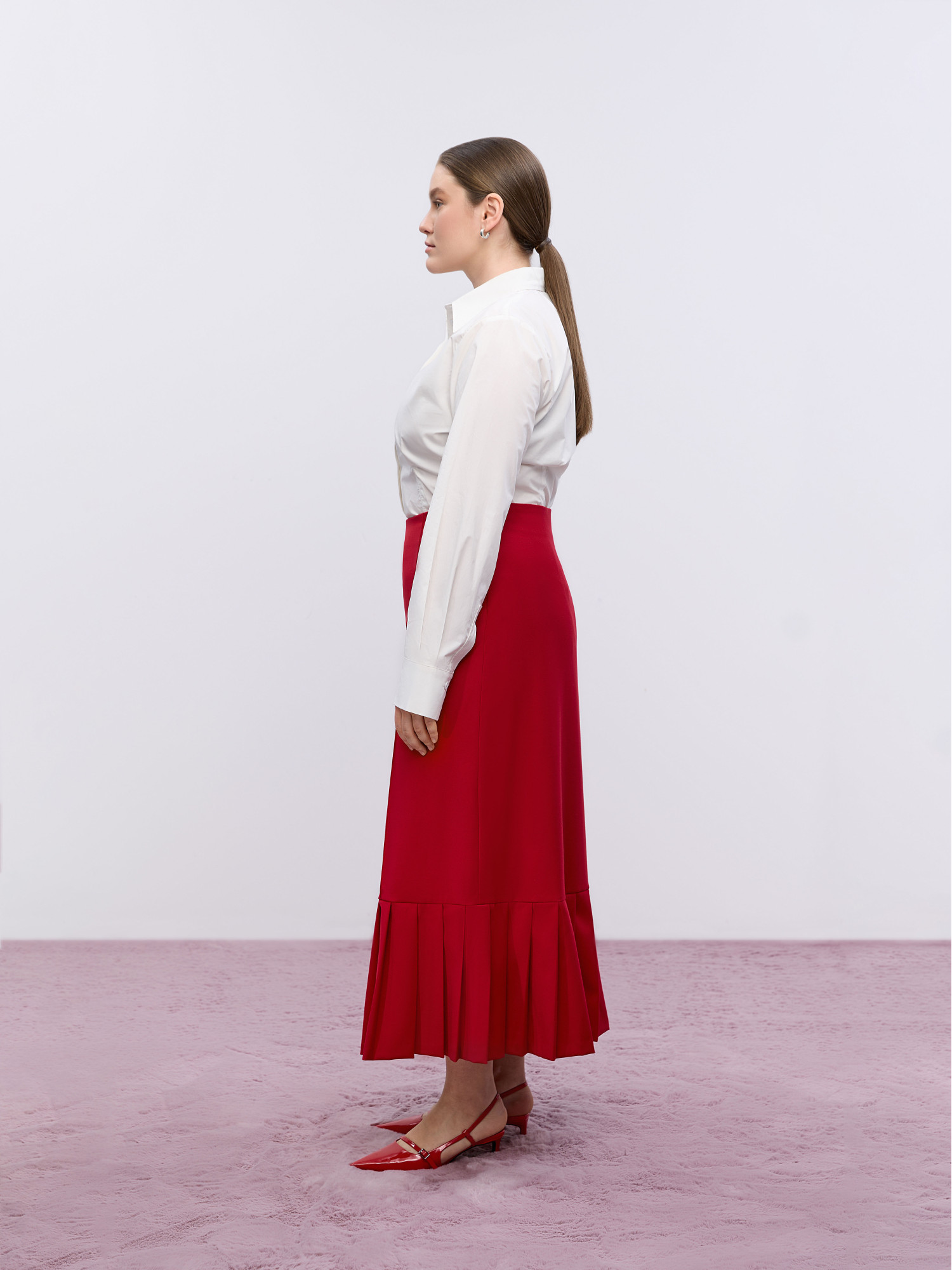Red maxi skirt
