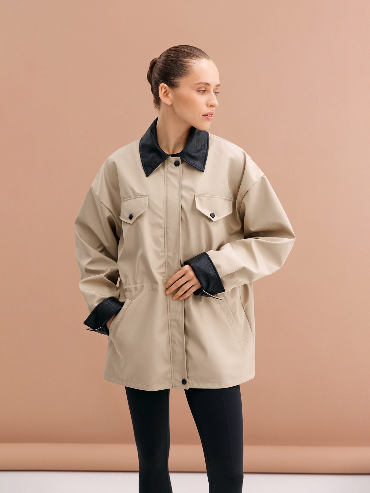 Beige jacket with collar