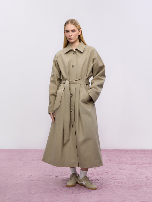 Grey oversized trench coat