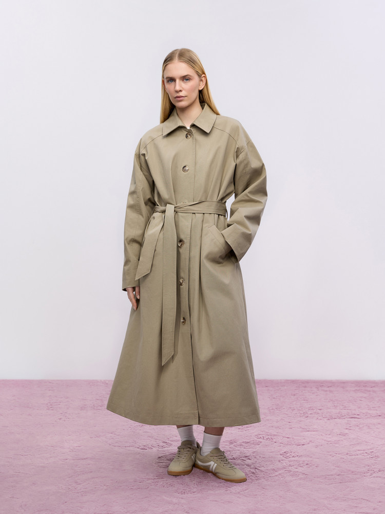 Grey oversized trench coat