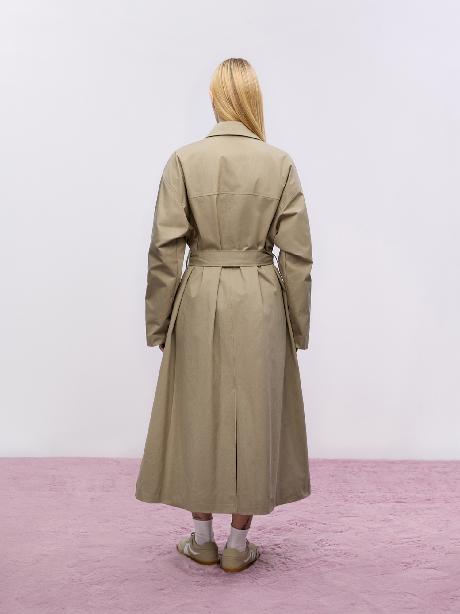 Grey oversized trench coat