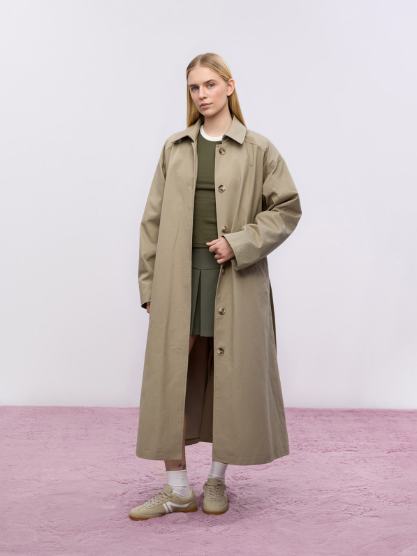 Grey oversized trench coat