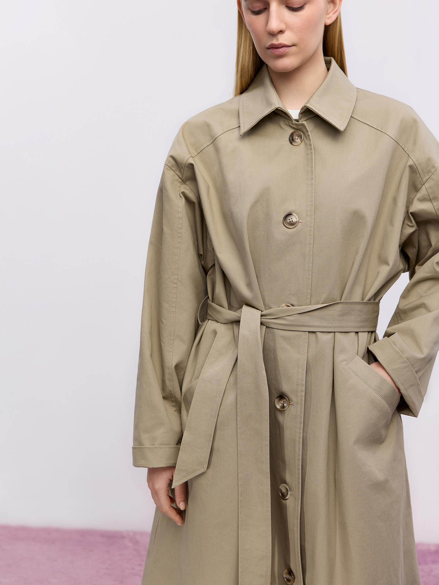 Grey oversized trench coat