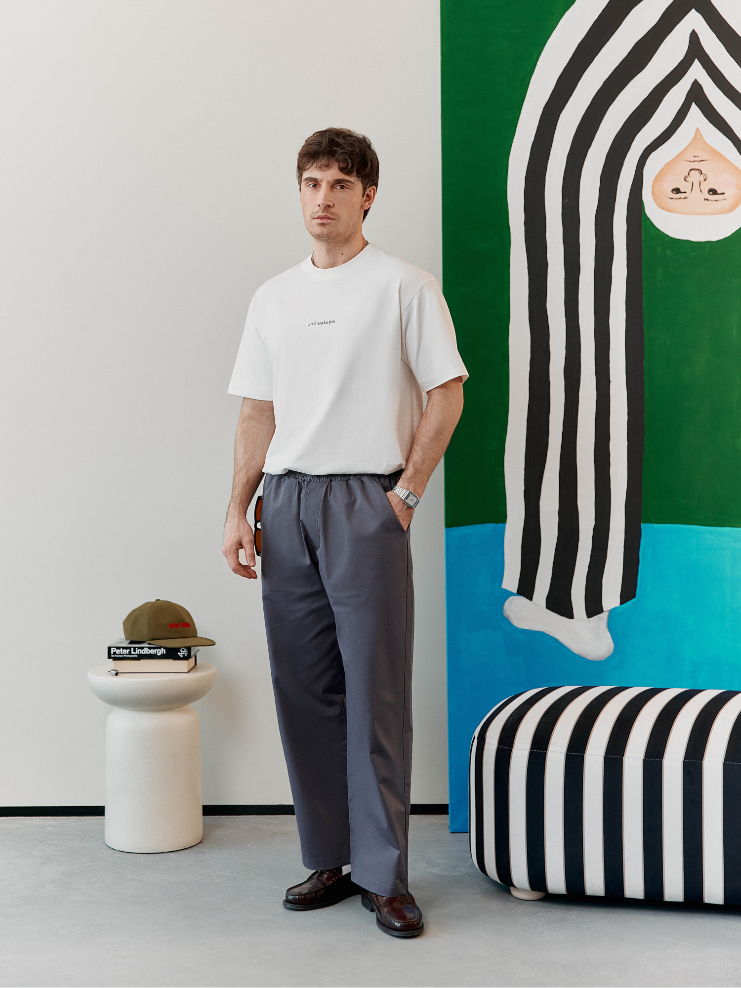 Men's grey cotton trousers