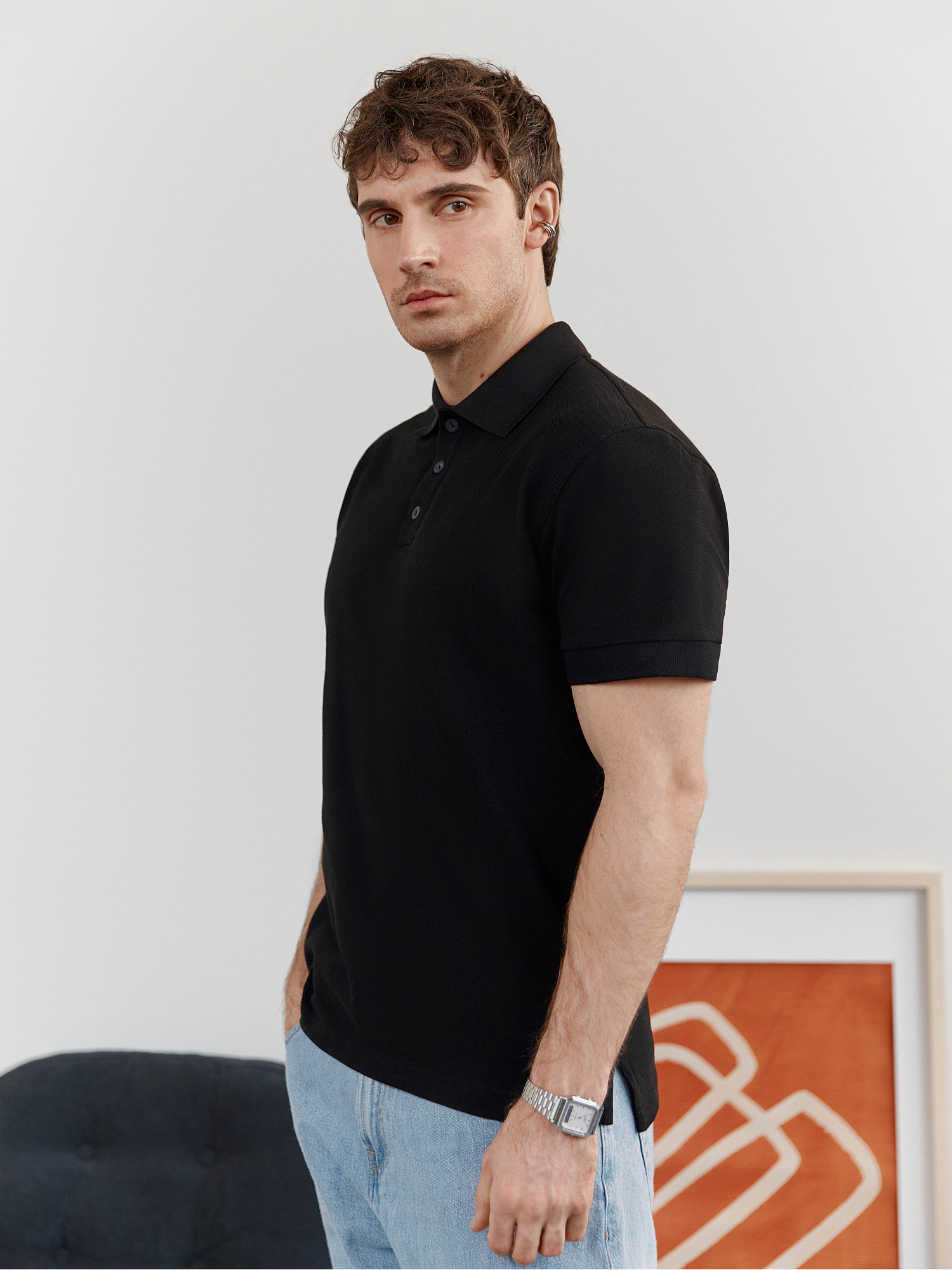 Black polo T-shirt
