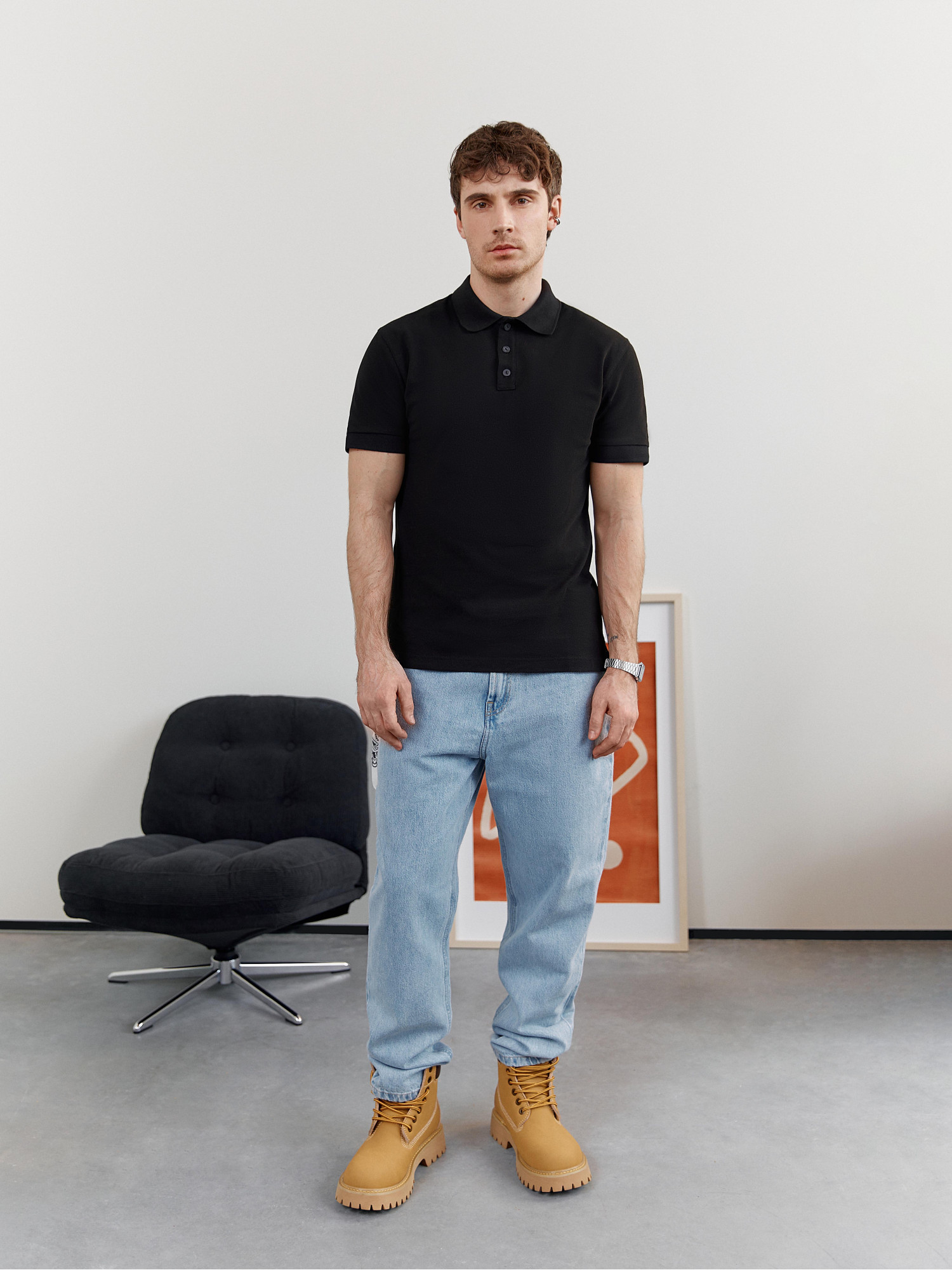 Black polo T-shirt