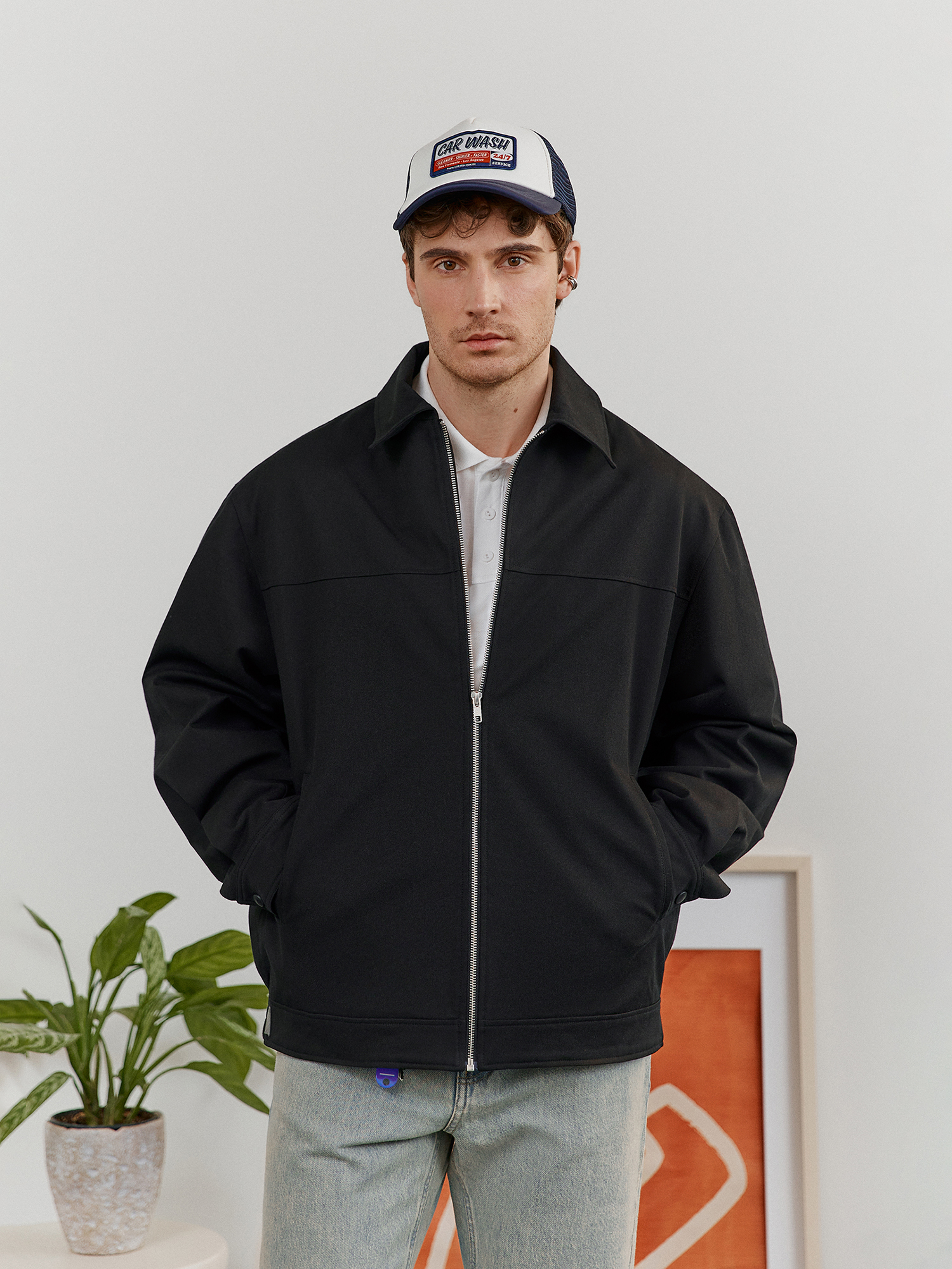 Men's black jacket with collar