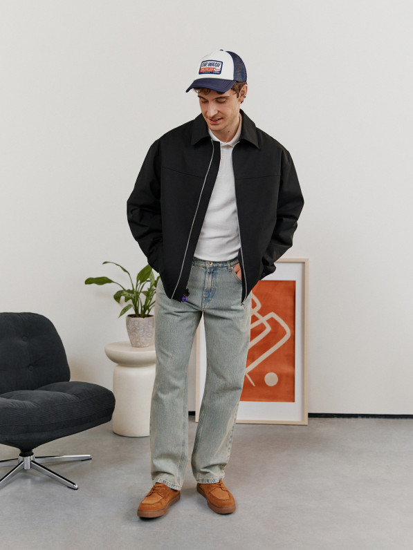 Men's black jacket with collar