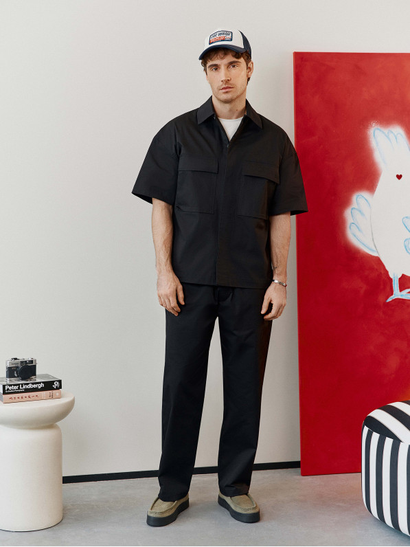 Men's black cotton shirt