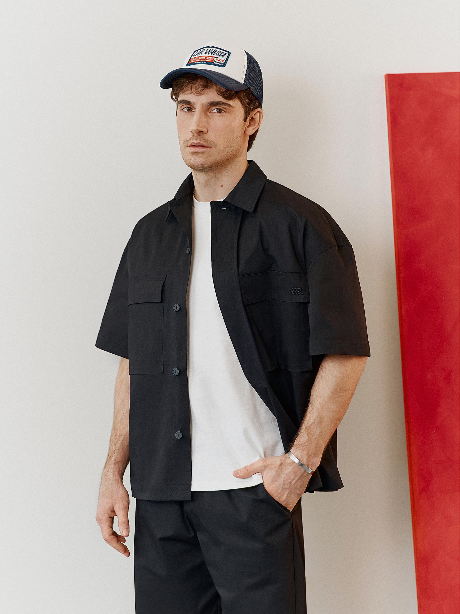 Men's black cotton shirt