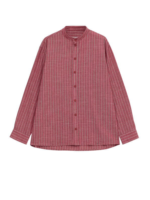 Men's burgundy striped shirt