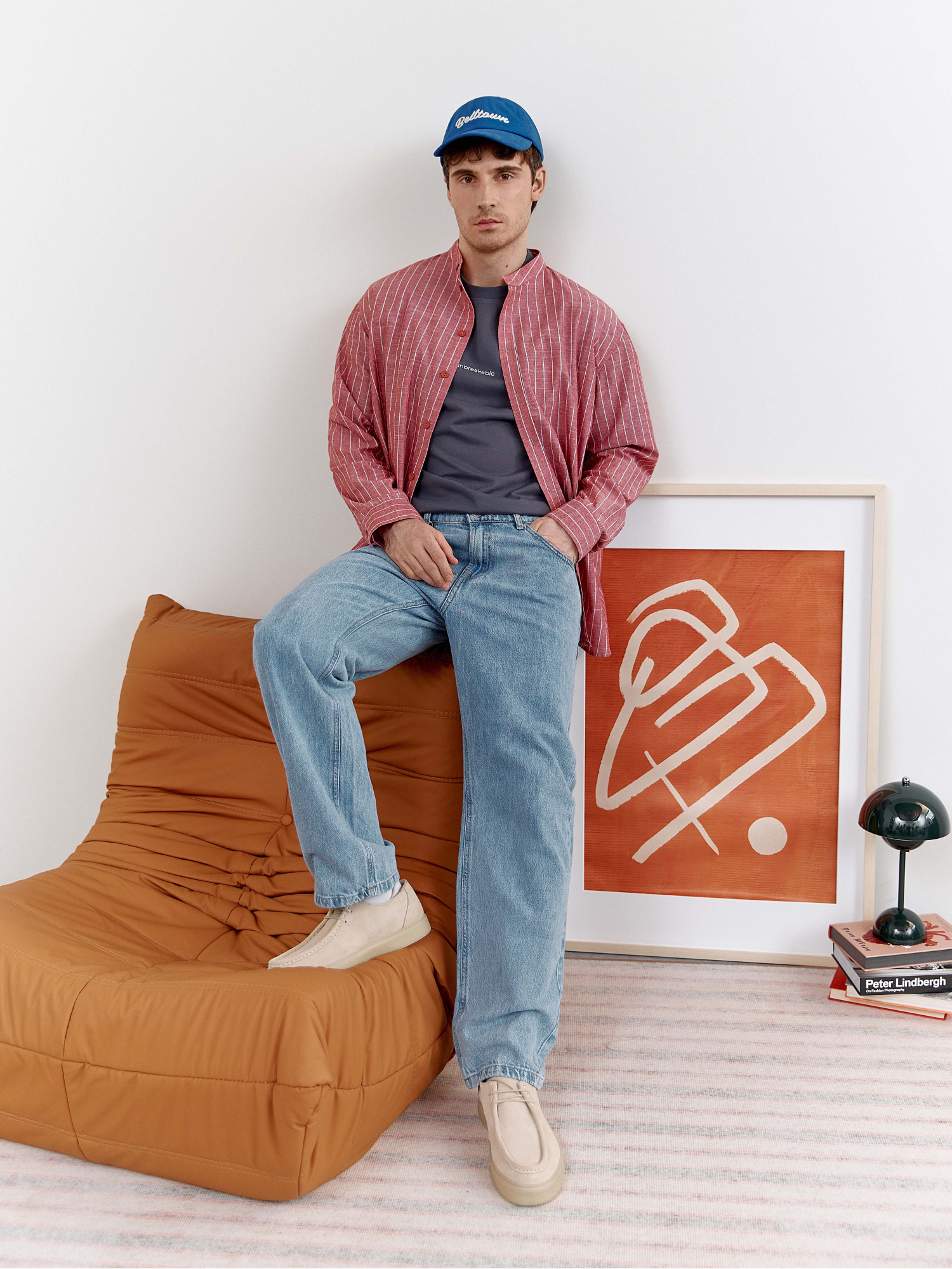 Men's burgundy striped shirt