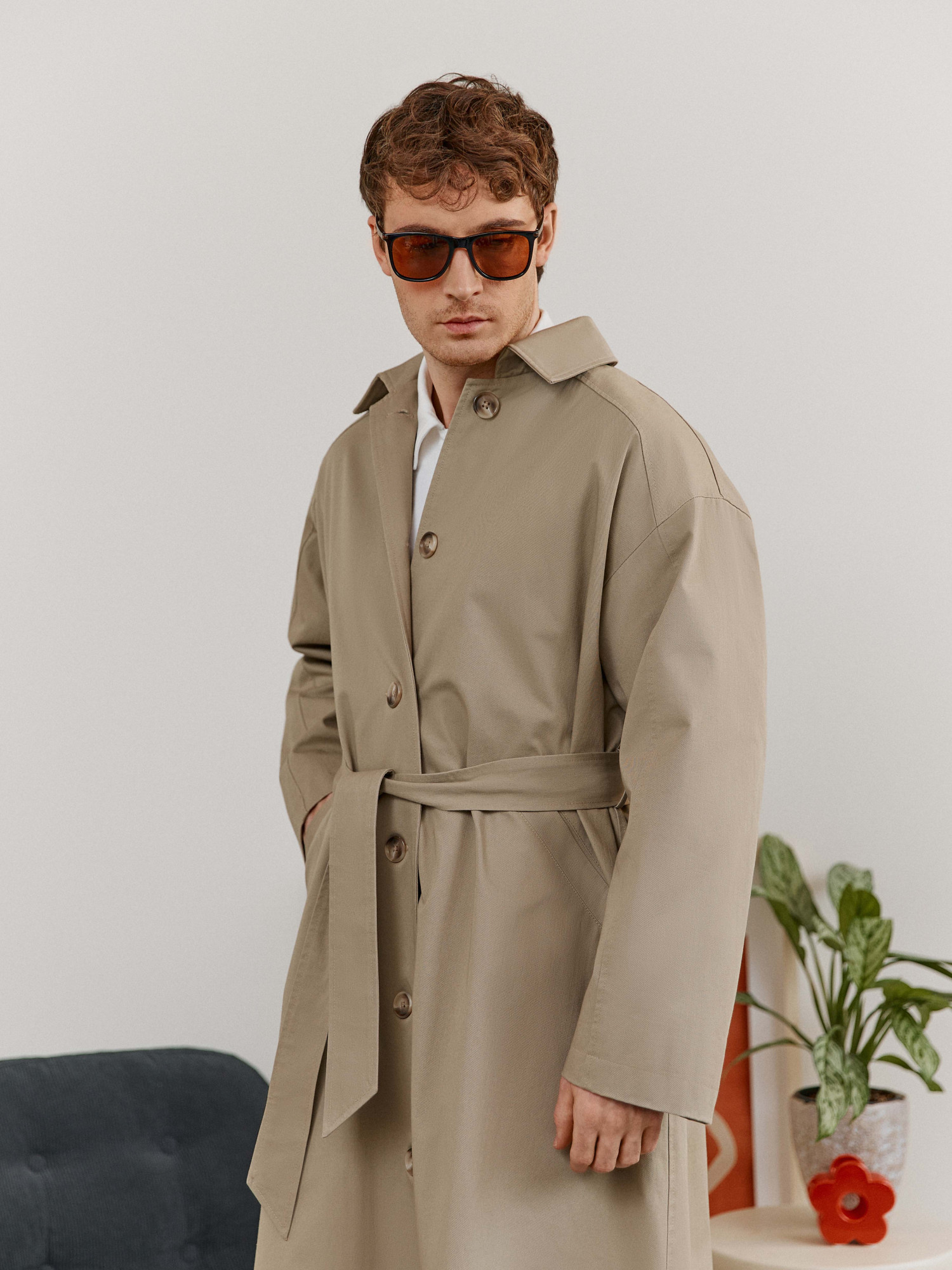 Тренч oversize, сірий