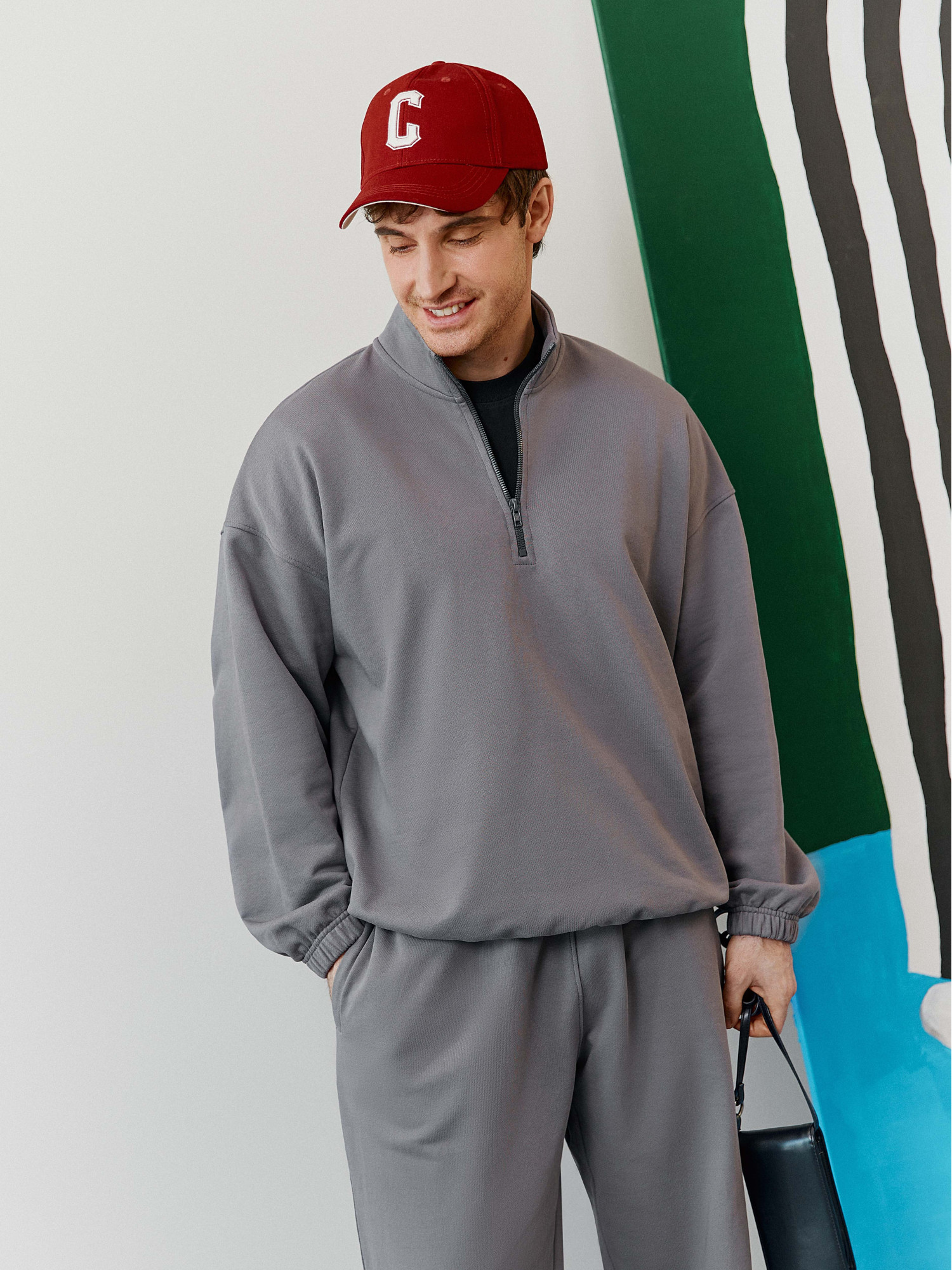 Men's grey sweatshirt with zipper