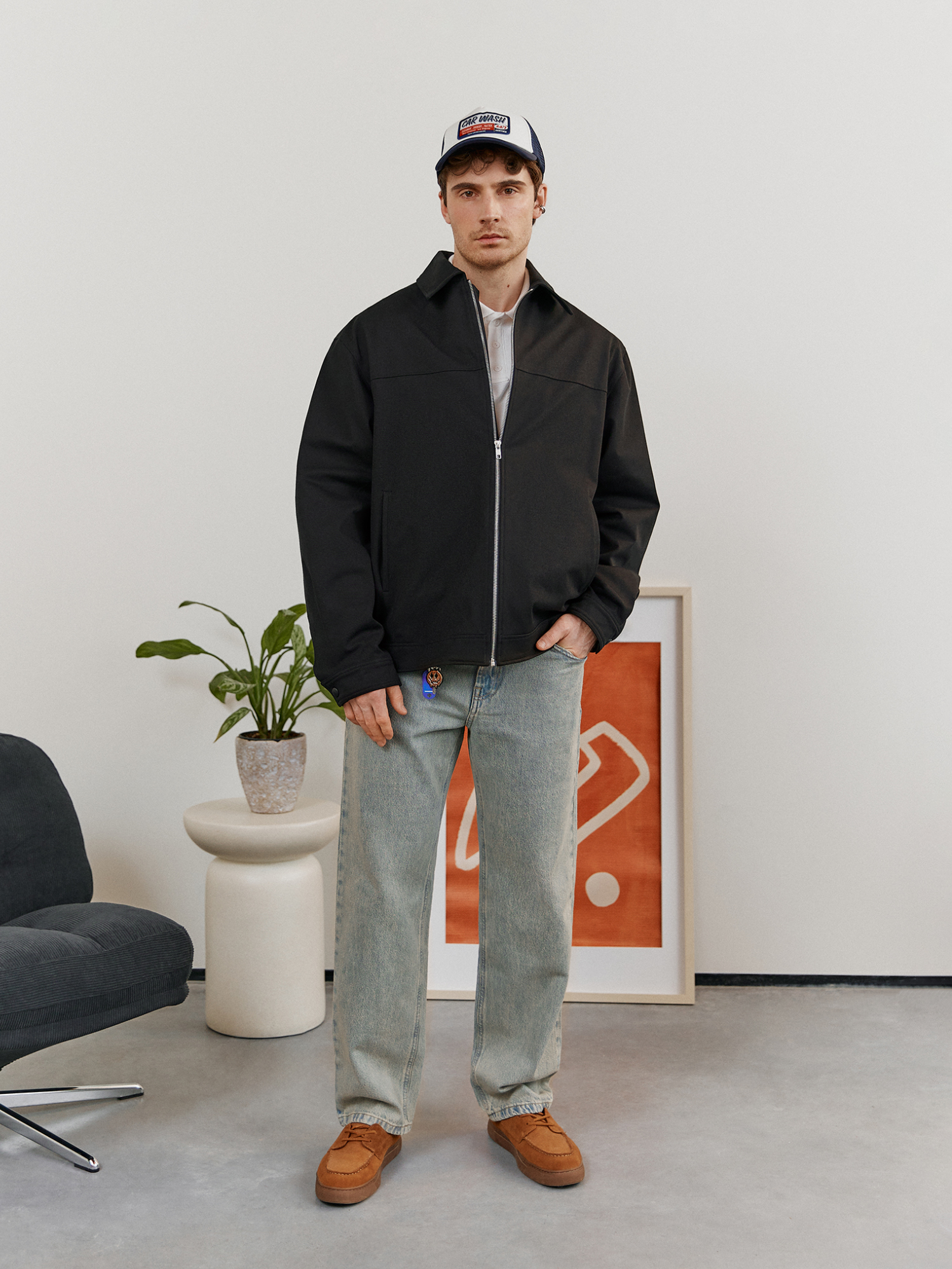 Men's black jacket with collar