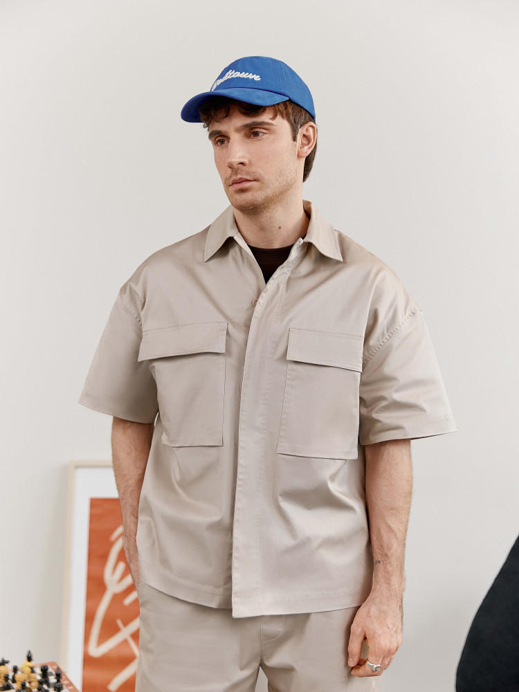 Men's beige cotton shirt