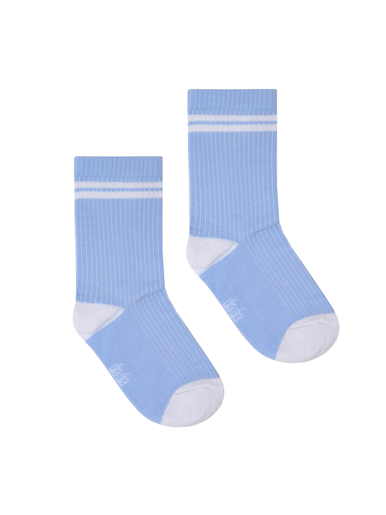 Blue socks in a white stripe