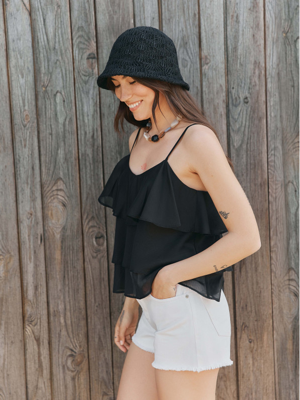 Veil blouse, black