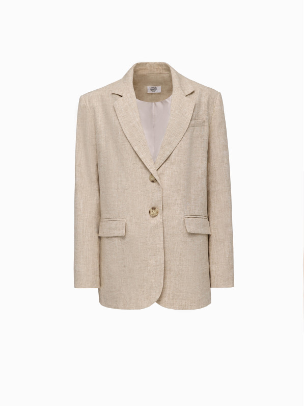 Linen jacket, melange, beige