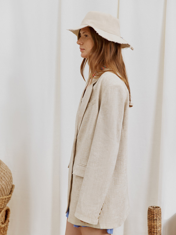Linen jacket, melange, beige