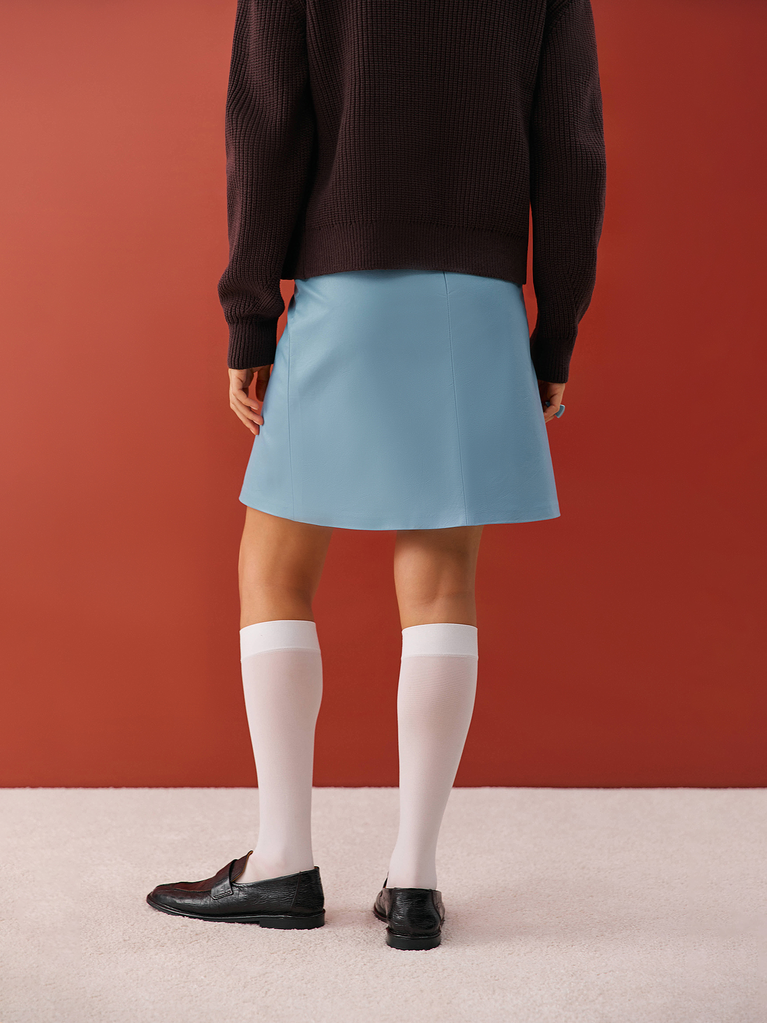 Eco-leather skirt, blue