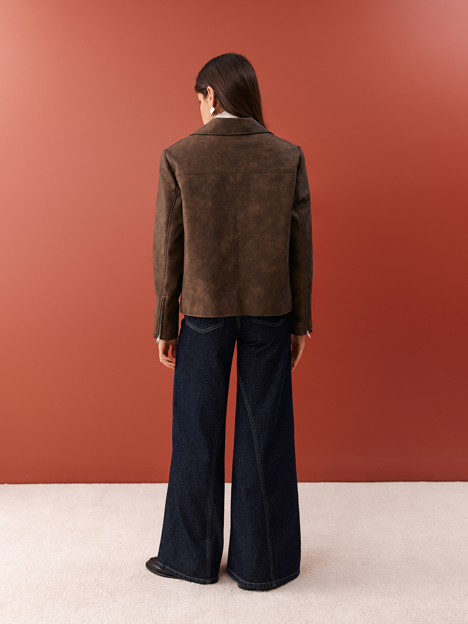Faux leather jacket, brown