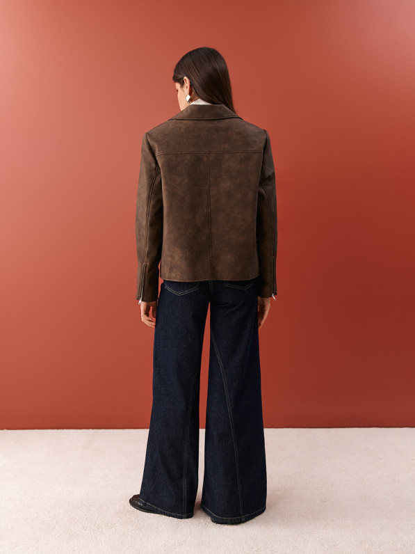 Faux leather jacket, brown
