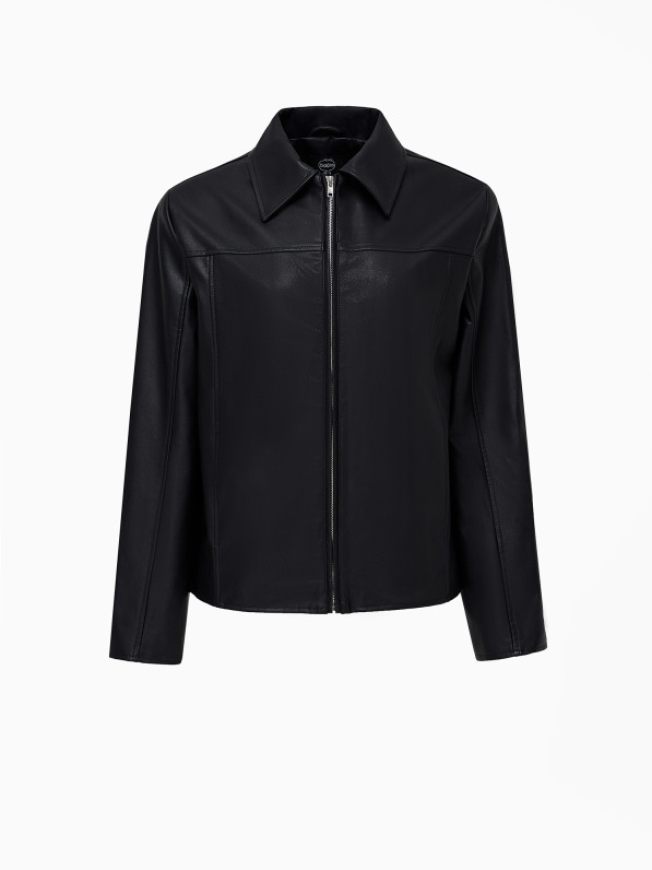 Faux leather jacket, black