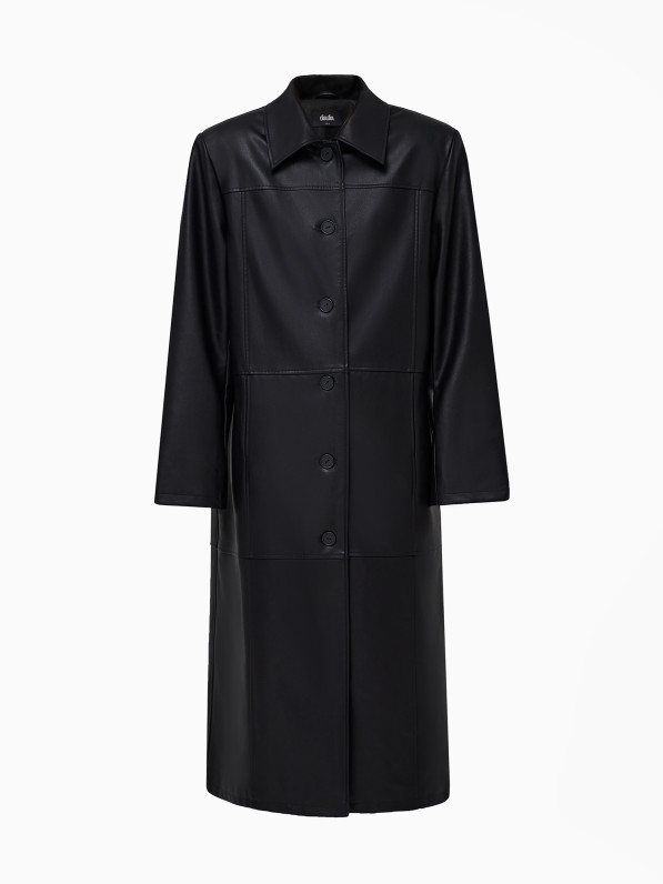 Faux leather coat, black